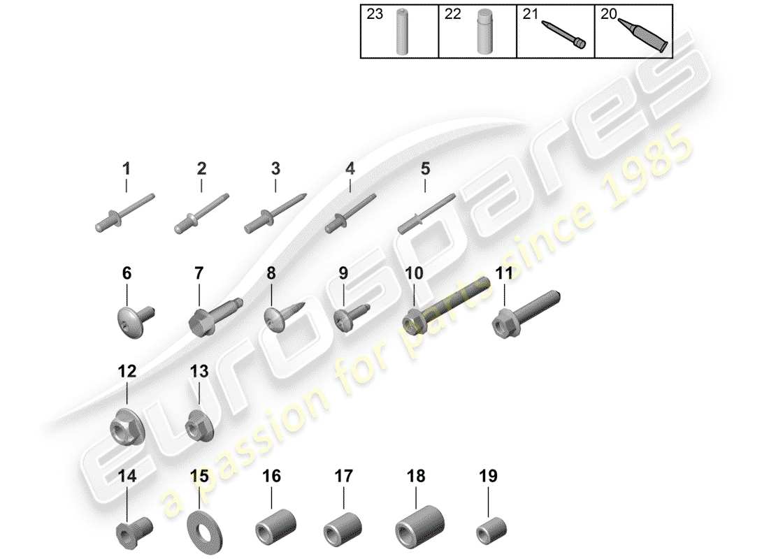 Porsche Boxster Spyder (2019) fasteners Parts Diagram