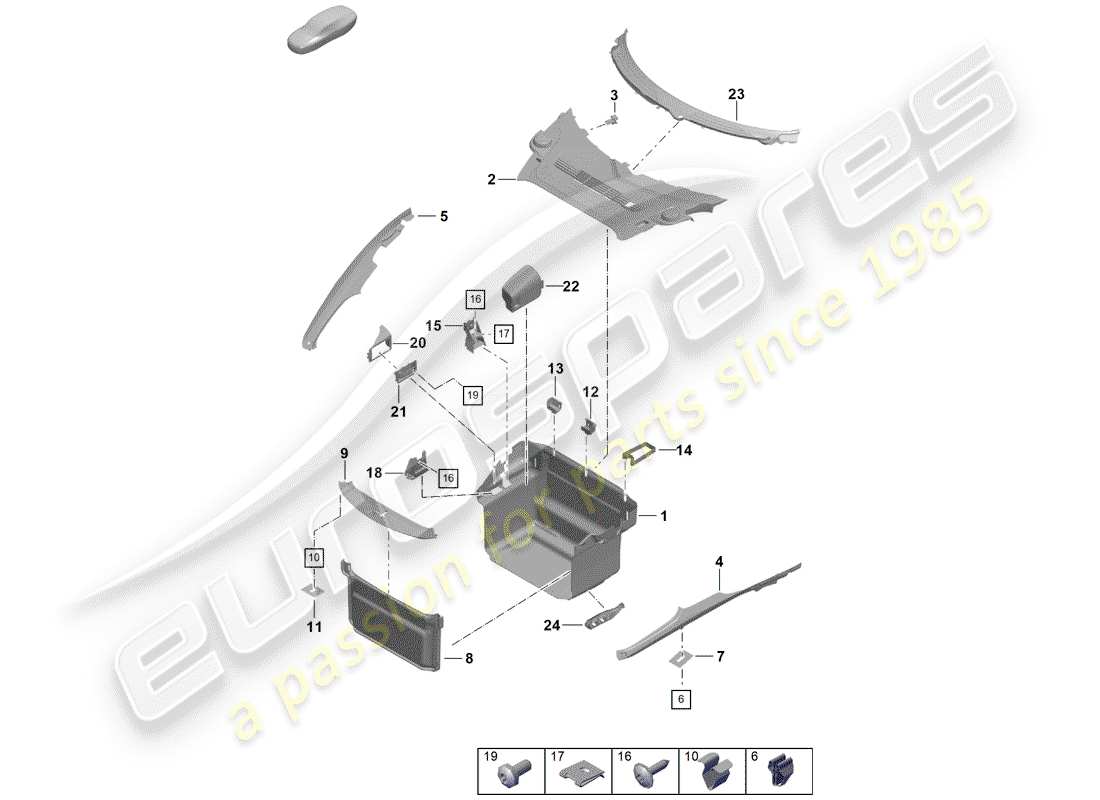 Porsche Boxster Spyder (2019) boot lining Parts Diagram