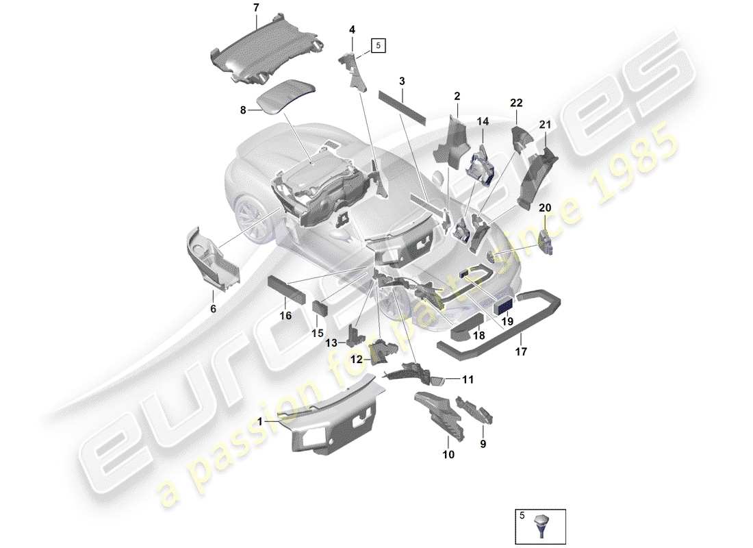 Porsche Boxster Spyder (2019) Body Shell Parts Diagram