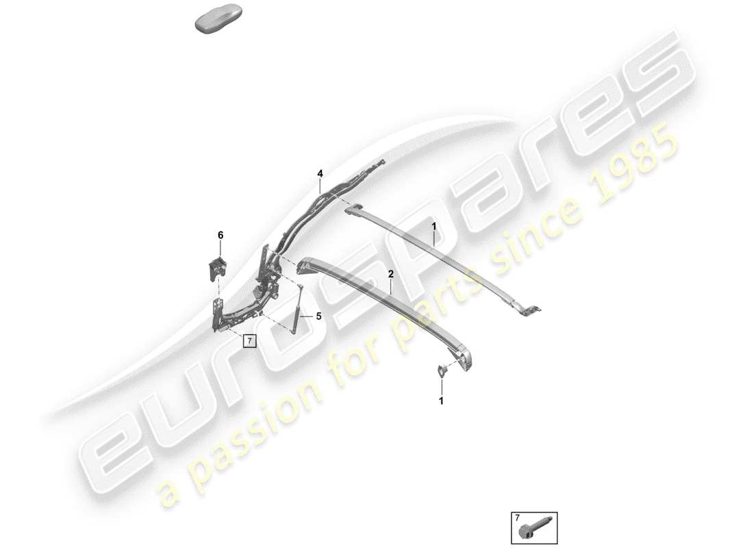 Porsche Boxster Spyder (2019) top frame Parts Diagram