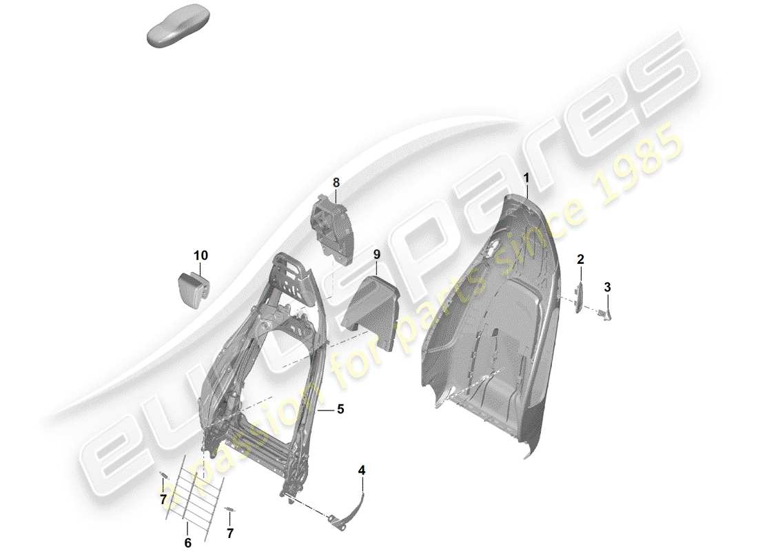 Porsche Boxster Spyder (2019) backrest shell Parts Diagram