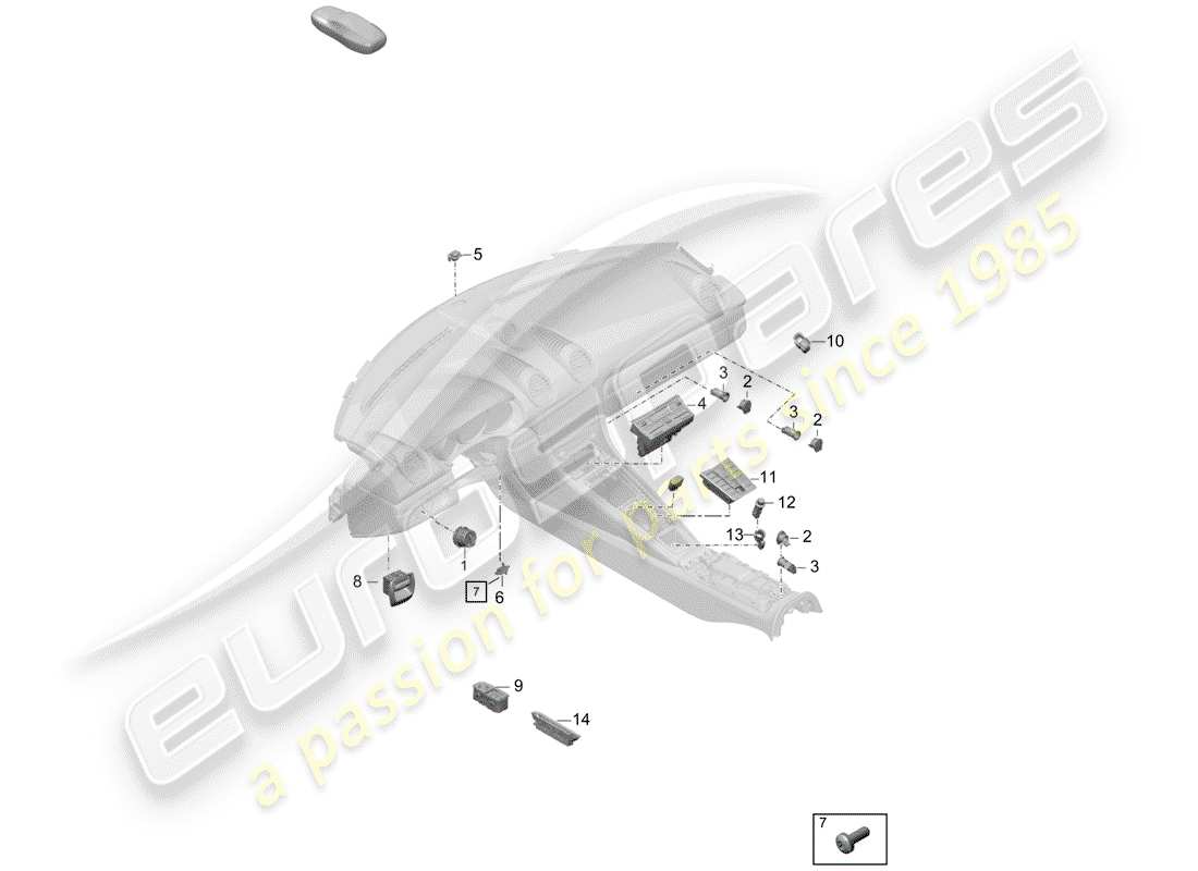 Porsche Boxster Spyder (2019) SWITCH Parts Diagram