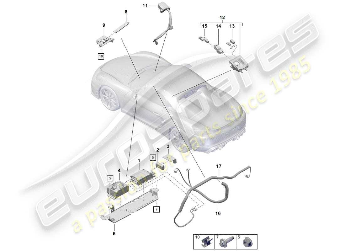 Porsche Boxster Spyder (2019) for vehicles with telephone Parts Diagram