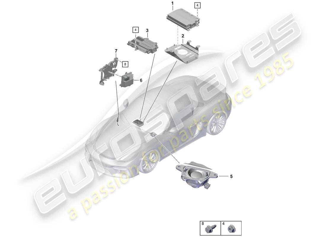 Porsche Boxster Spyder (2019) AMPLIFIER Parts Diagram