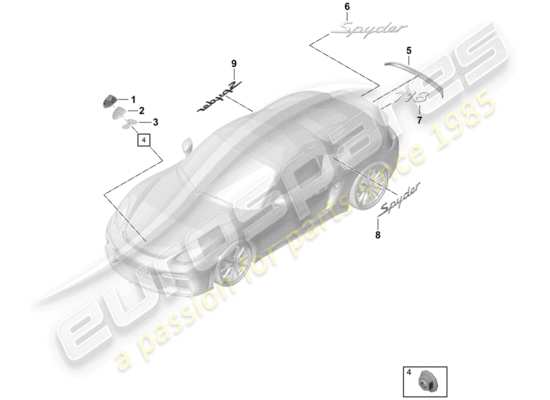 a part diagram from the Porsche Boxster Spyder parts catalogue