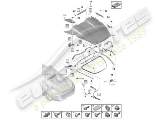 a part diagram from the Porsche Boxster Spyder (2020) parts catalogue