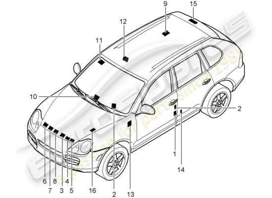 a part diagram from the Porsche Cayenne parts catalogue