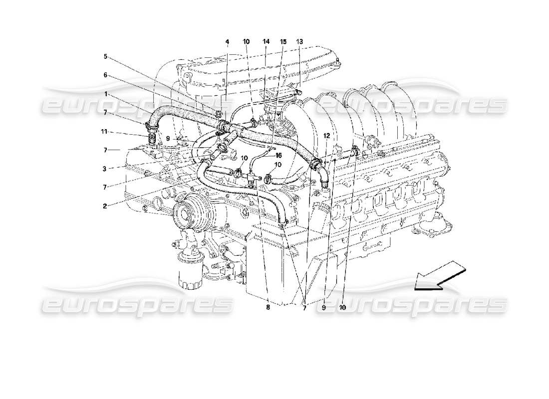 Ferrari 512 TR Blow - By System Parts Diagram