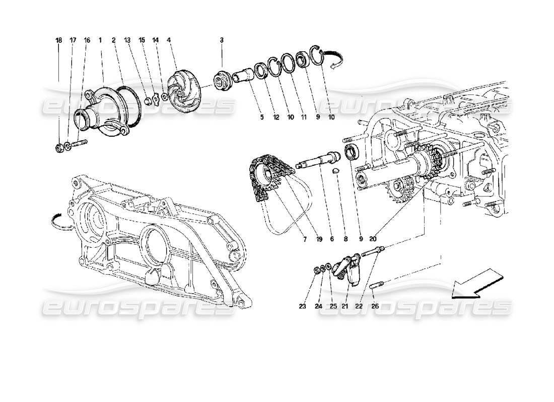 Ferrari 512 TR WATER PUMP Parts Diagram