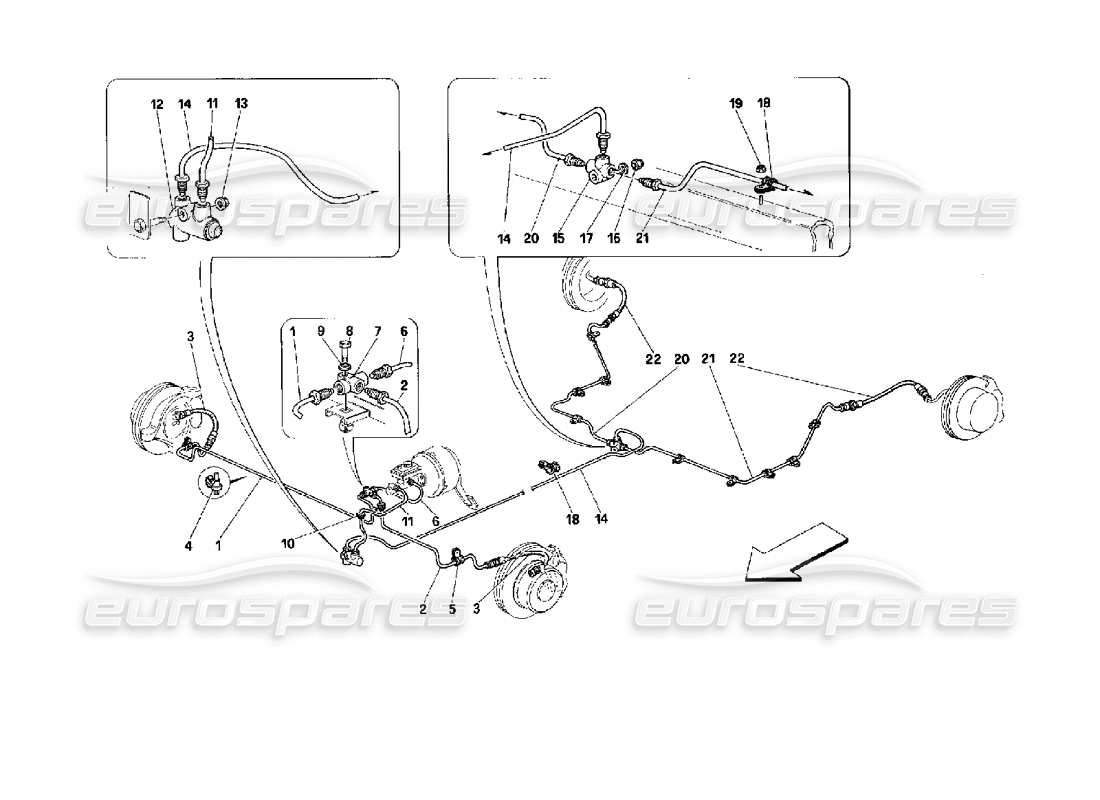 Ferrari 512 TR Braking System -Not for Cars With ABS- Part Diagram