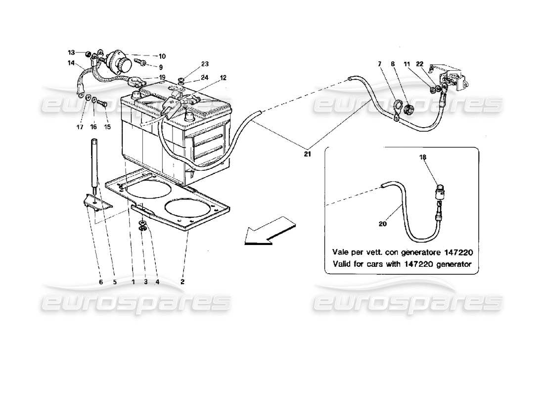 Ferrari 512 TR Battery Parts Diagram