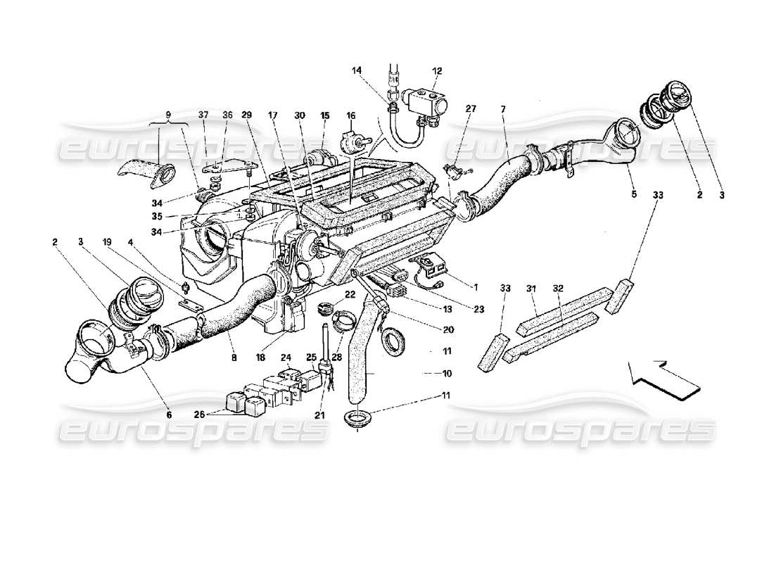 Ferrari 512 TR Air Conditioning Unit Parts Diagram