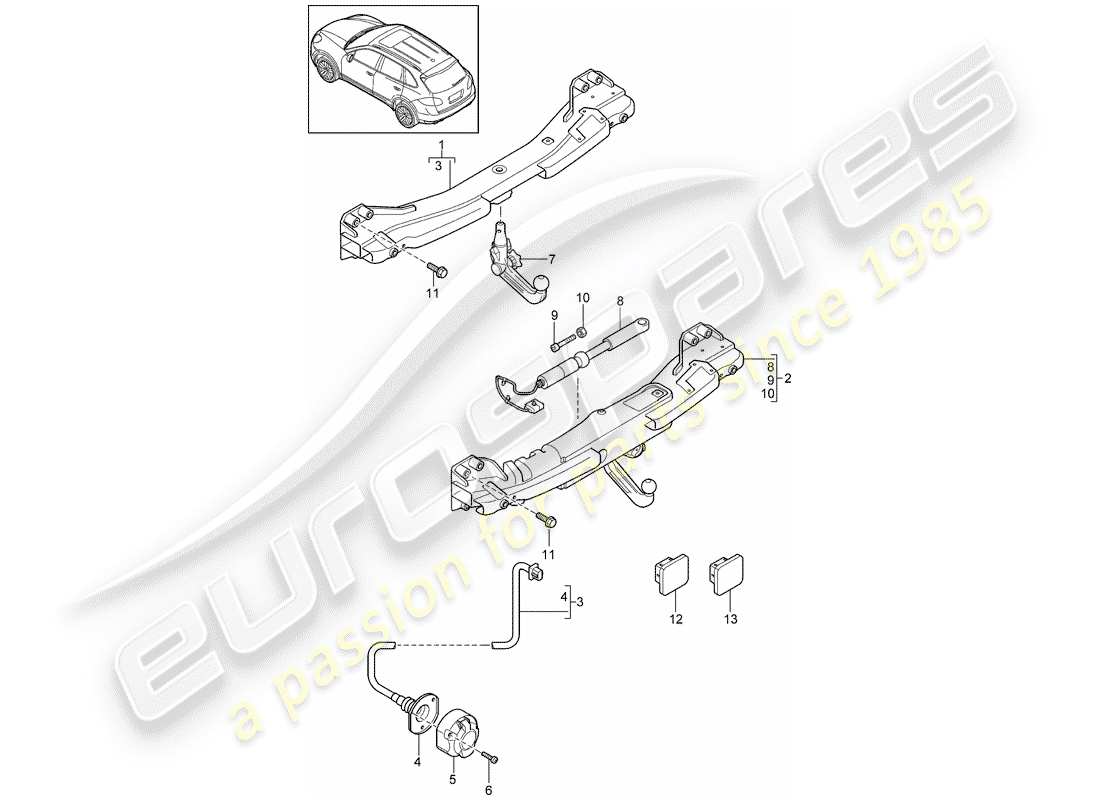 Porsche Cayenne E2 (2012) TOW HITCH Part Diagram