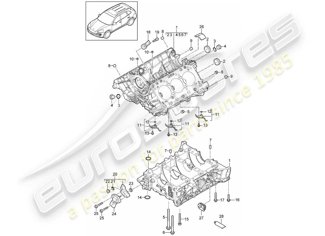 Porsche Cayenne E2 (2012) crankcase Part Diagram