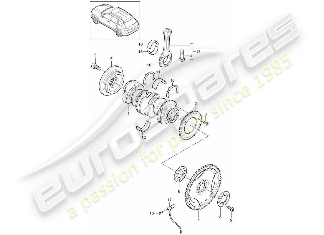 Porsche Cayenne E2 (2012) crankshaft Part Diagram