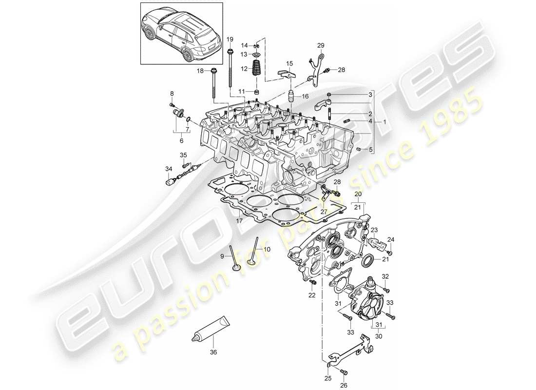 Porsche Cayenne E2 (2012) CYLINDER HEAD Part Diagram