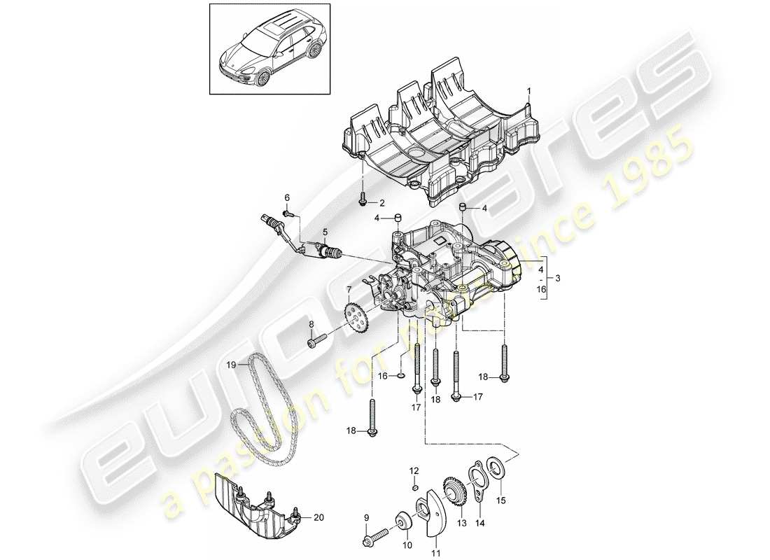 Porsche Cayenne E2 (2012) oil baffle plate Part Diagram