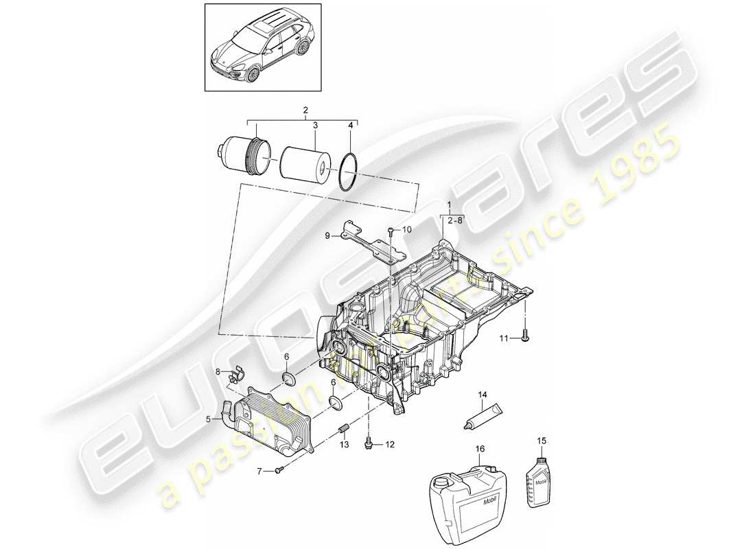 Porsche Cayenne E2 (2012) oil-conducting housing Part Diagram