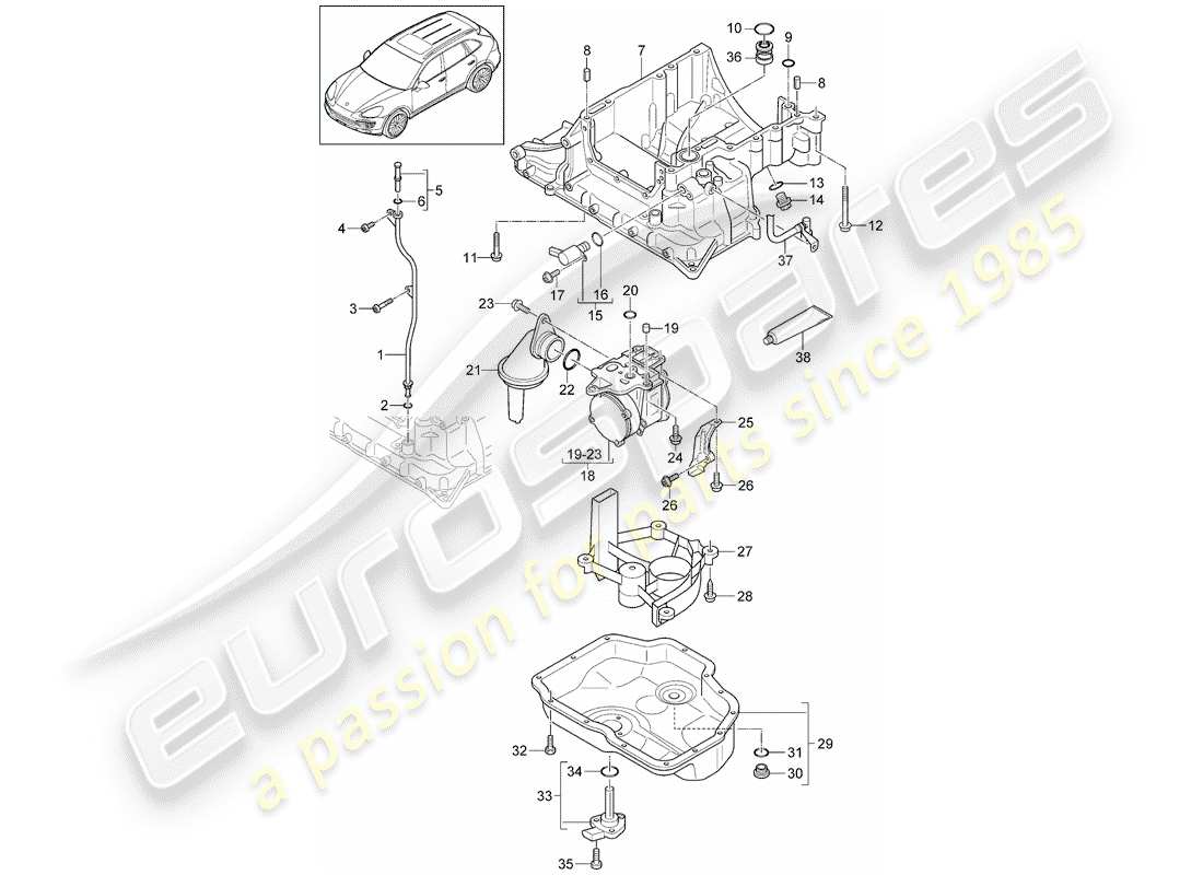 Porsche Cayenne E2 (2012) oil-conducting housing Part Diagram