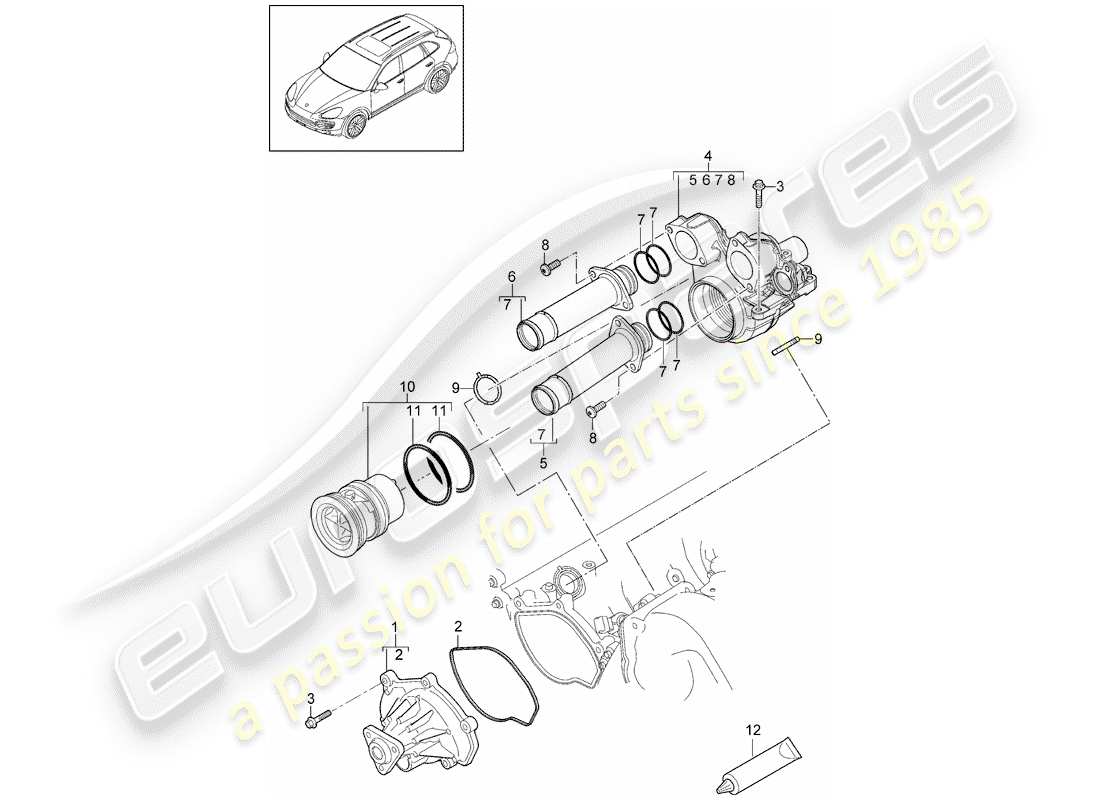 Porsche Cayenne E2 (2012) WATER PUMP Part Diagram