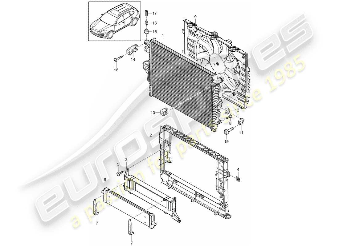 Porsche Cayenne E2 (2012) water cooling 3 Part Diagram