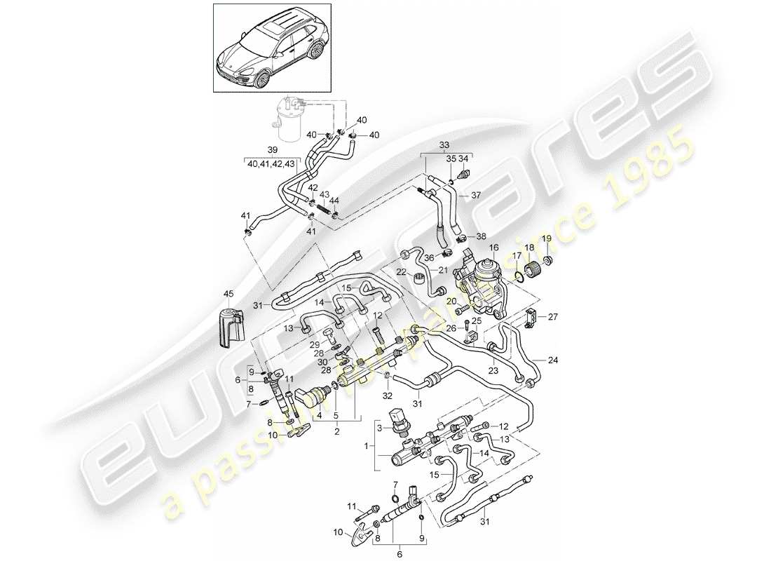 Porsche Cayenne E2 (2012) FUEL COLLECTION PIPE Part Diagram