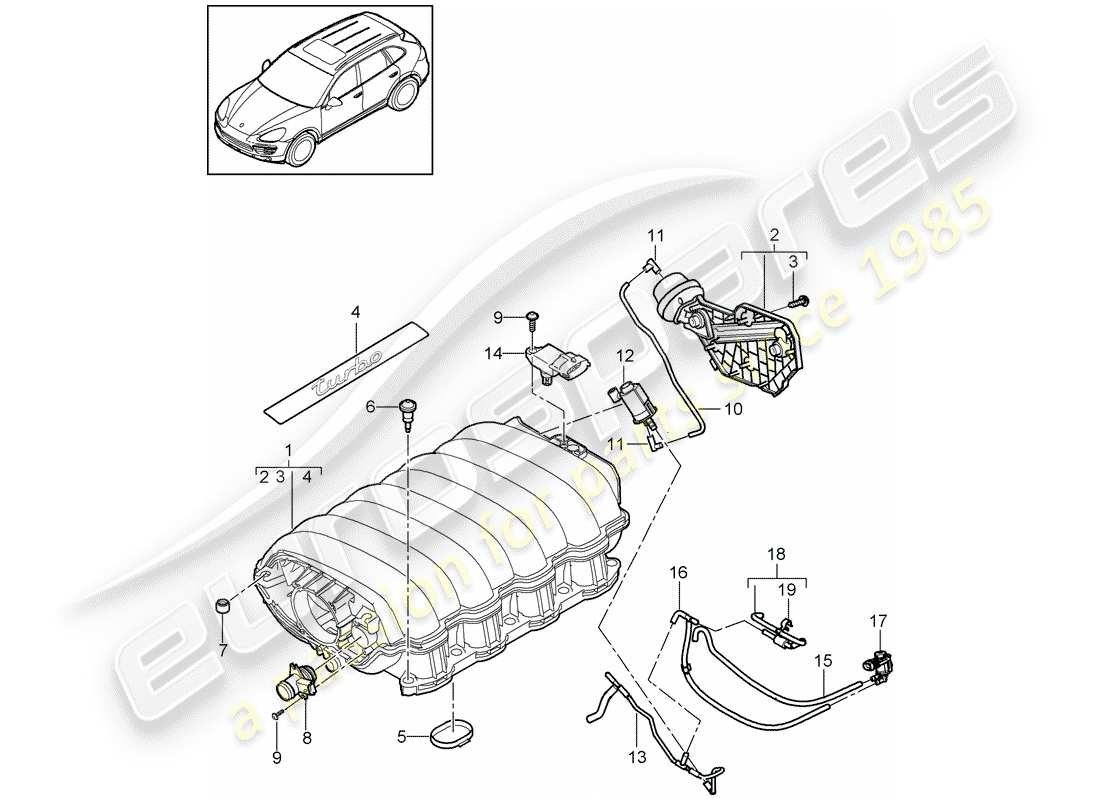 Porsche Cayenne E2 (2012) intake air distributor Part Diagram