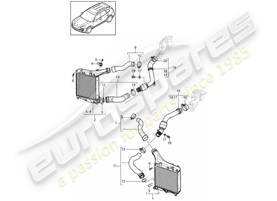 Porsche Cayenne E2 (2012) CHARGE AIR COOLER Part Diagram