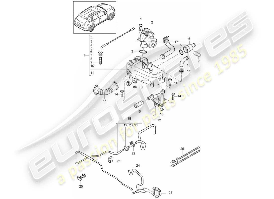 Porsche Cayenne E2 (2012) exhaust recirculation Part Diagram