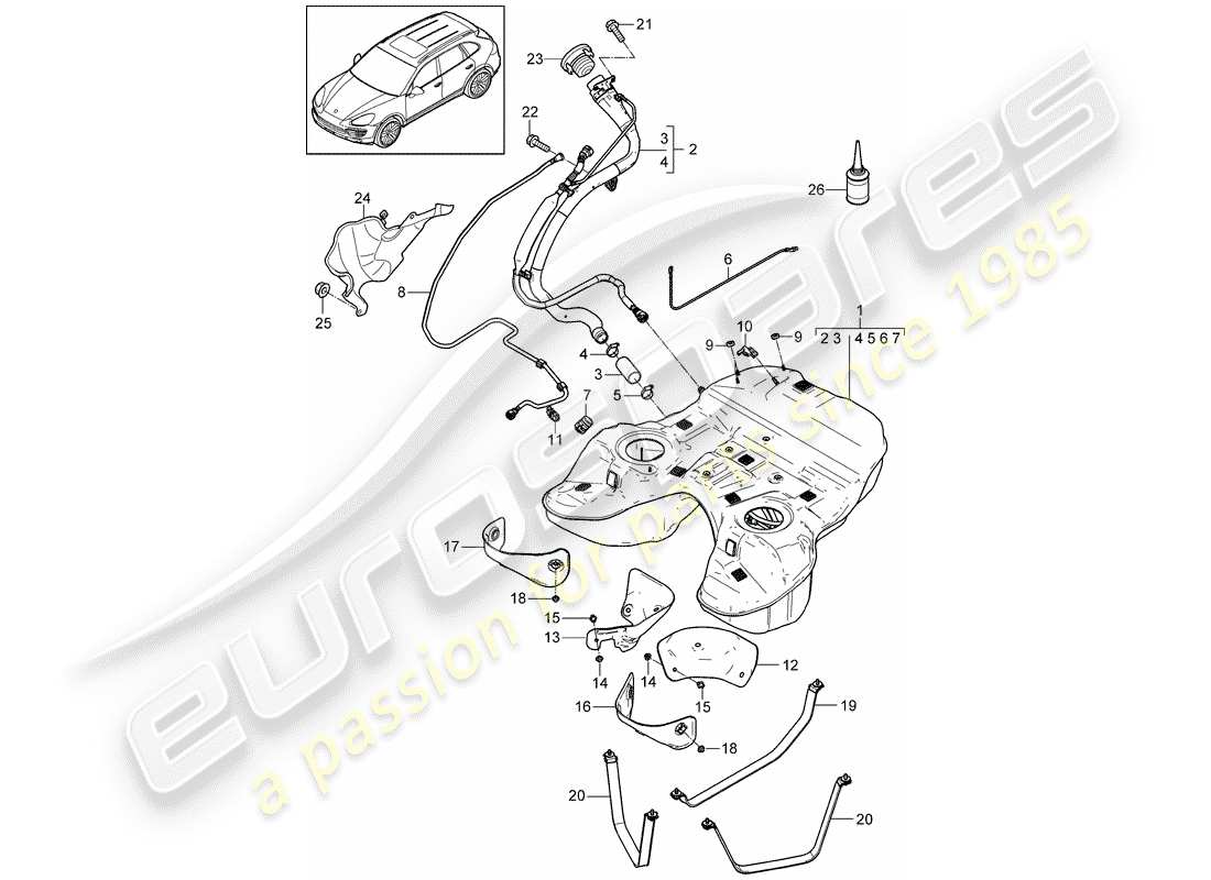 Porsche Cayenne E2 (2012) FUEL TANK Part Diagram