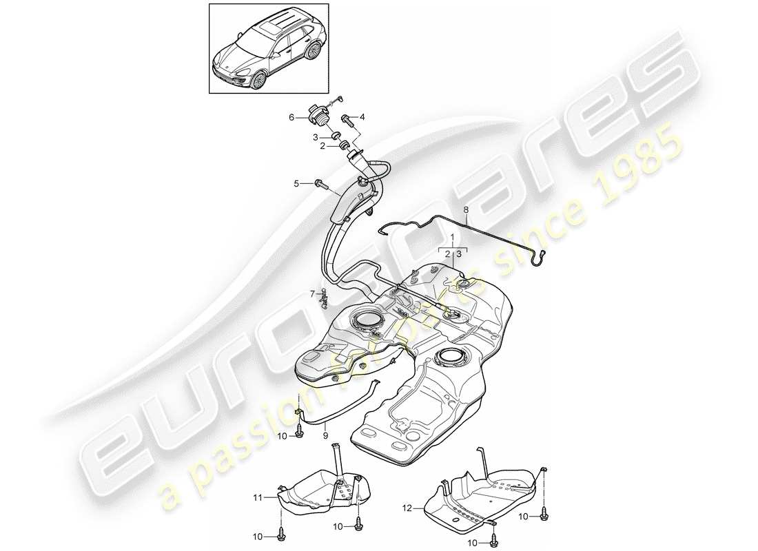 Porsche Cayenne E2 (2012) FUEL TANK Part Diagram