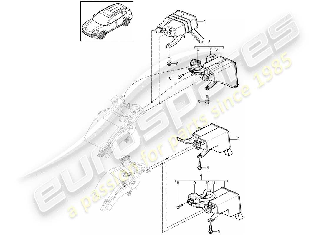 Porsche Cayenne E2 (2012) EVAPORATIVE EMISSION CANISTER Part Diagram