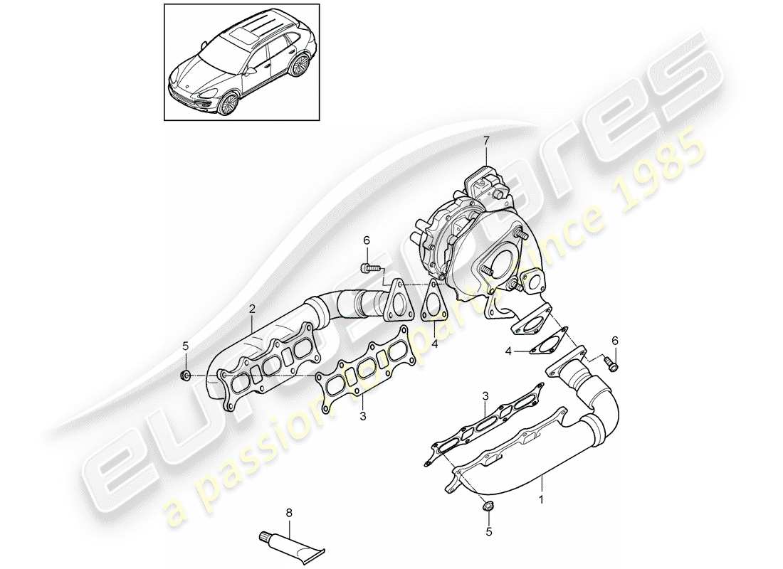 Porsche Cayenne E2 (2012) Exhaust System Part Diagram