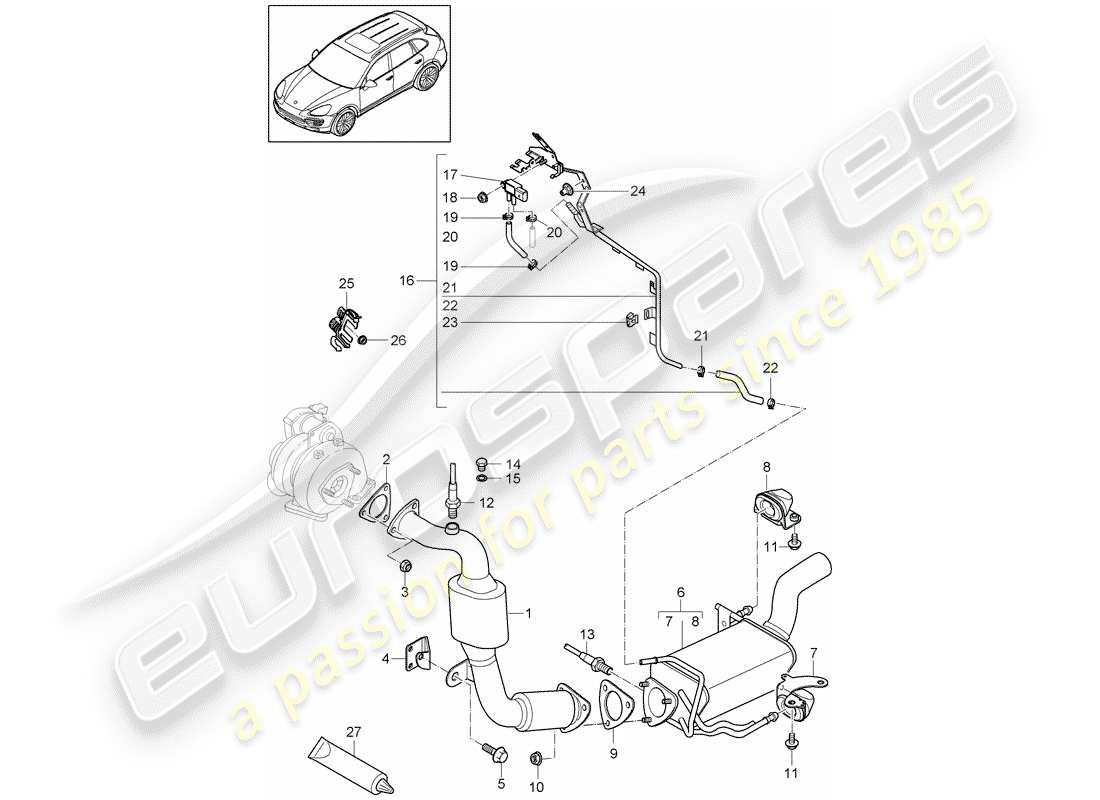 Porsche Cayenne E2 (2012) Exhaust System Part Diagram