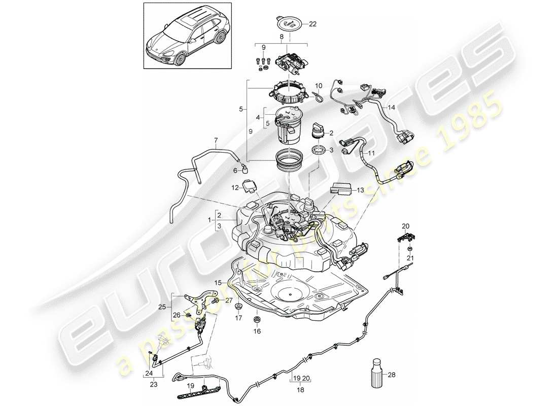 Porsche Cayenne E2 (2012) ex. emission control system Part Diagram