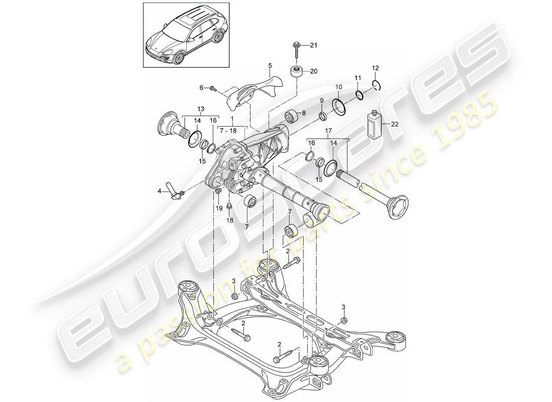 Porsche Cayenne E2 (2012) front axle differential Part Diagram