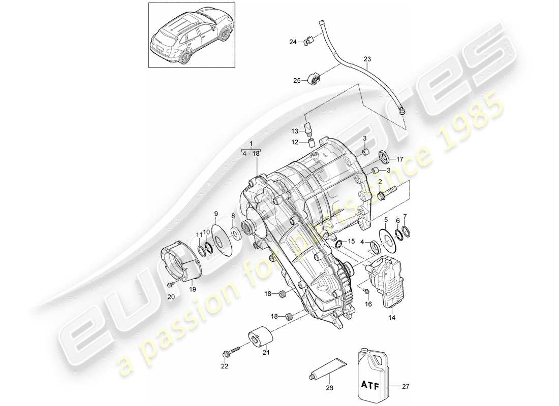 Porsche Cayenne E2 (2012) transfer box Part Diagram