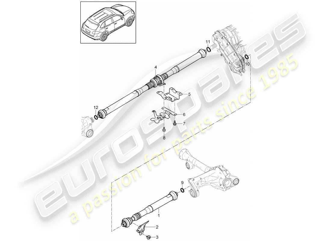 Porsche Cayenne E2 (2012) propeller shaft Part Diagram
