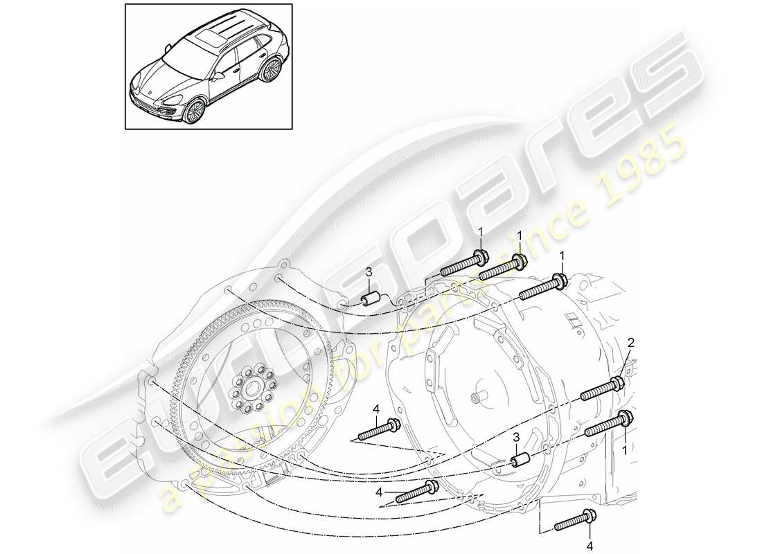 Porsche Cayenne E2 (2012) mounting parts for engine and Part Diagram