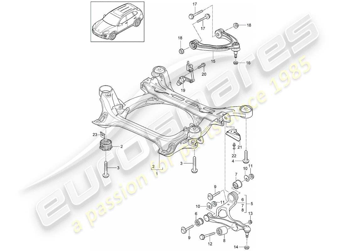 Porsche Cayenne E2 (2012) sub-frame Part Diagram