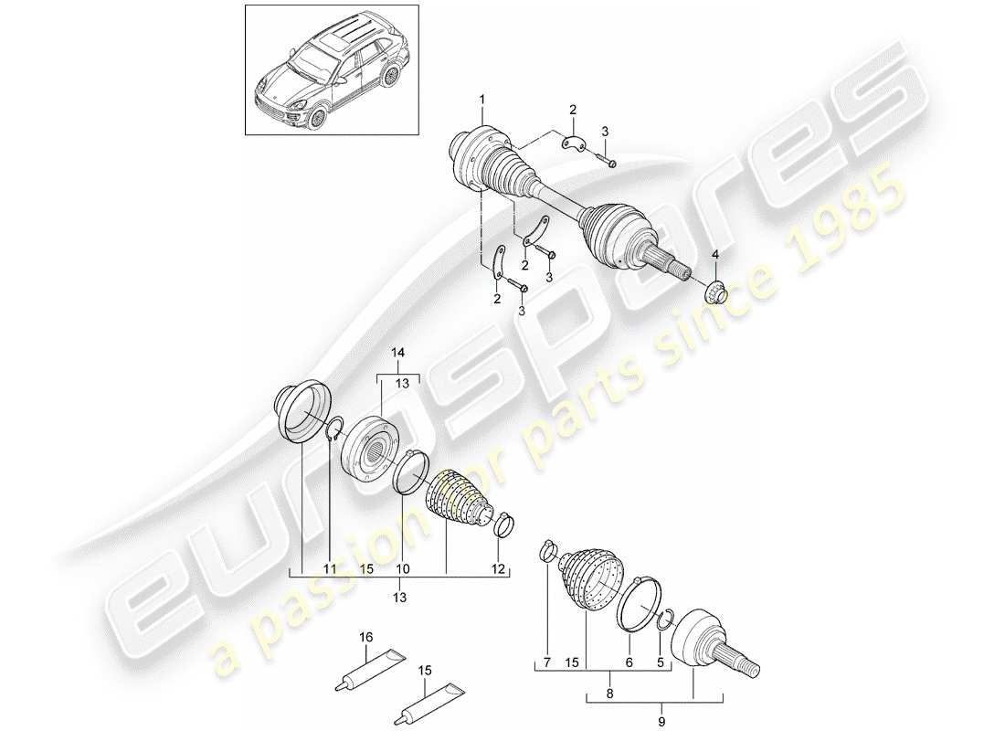 Porsche Cayenne E2 (2012) DRIVE SHAFT Part Diagram