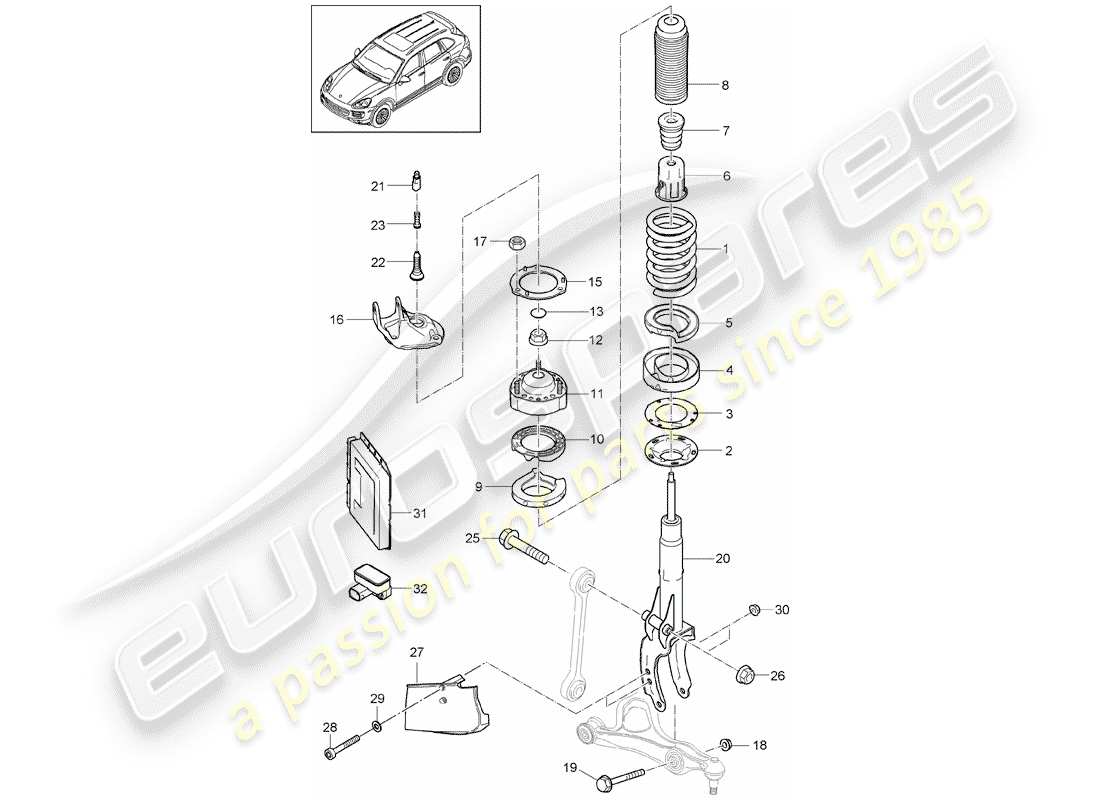 Porsche Cayenne E2 (2012) SUSPENSION Part Diagram