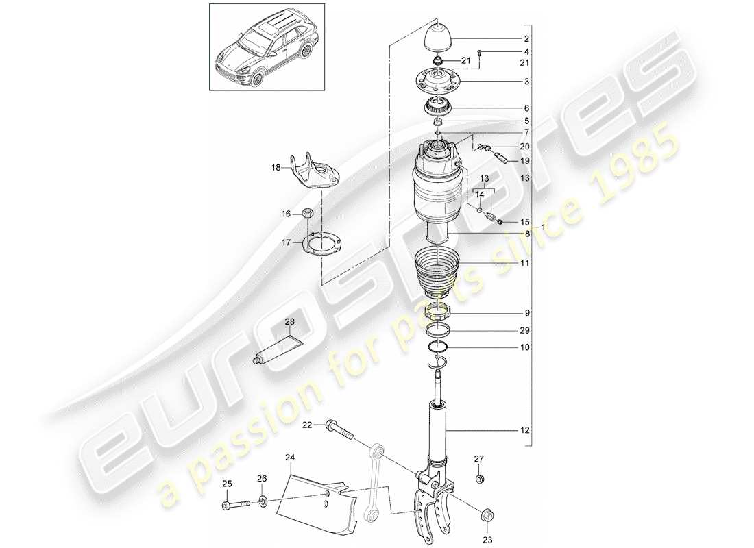 Porsche Cayenne E2 (2012) air spring Part Diagram