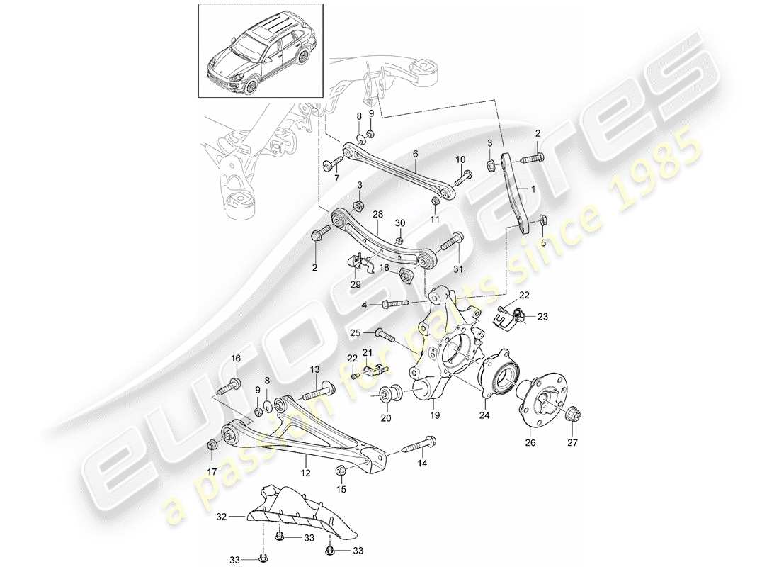 Porsche Cayenne E2 (2012) rear axle Part Diagram