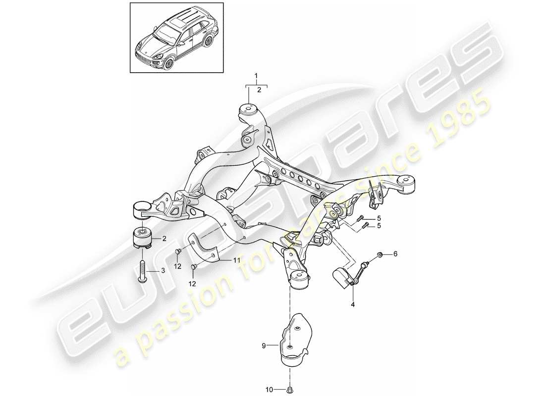 Porsche Cayenne E2 (2012) rear axle Part Diagram