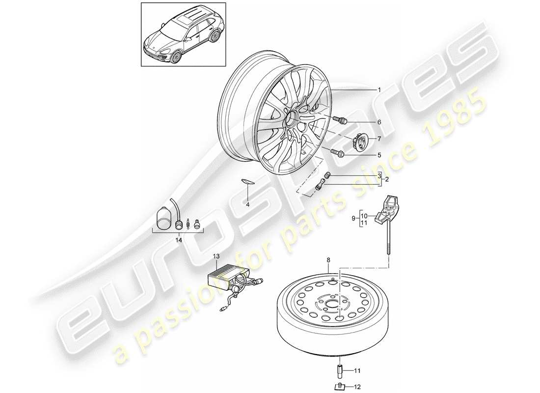 Porsche Cayenne E2 (2012) Wheels Part Diagram