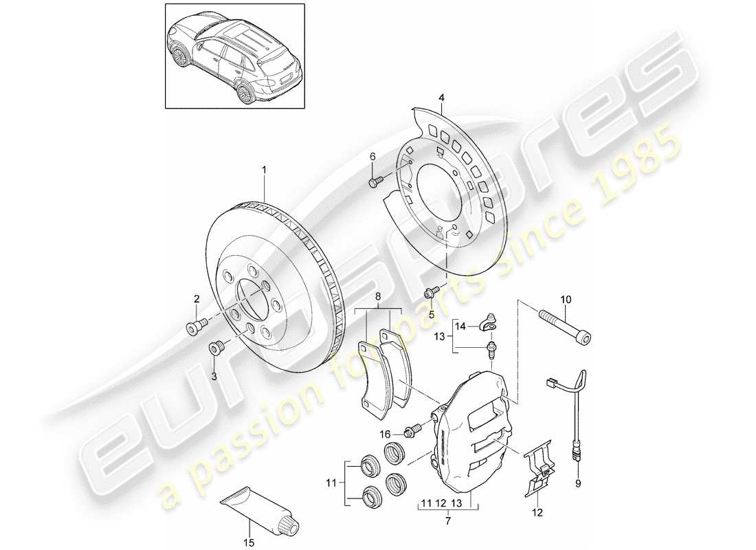 Porsche Cayenne E2 (2012) disc brakes Part Diagram