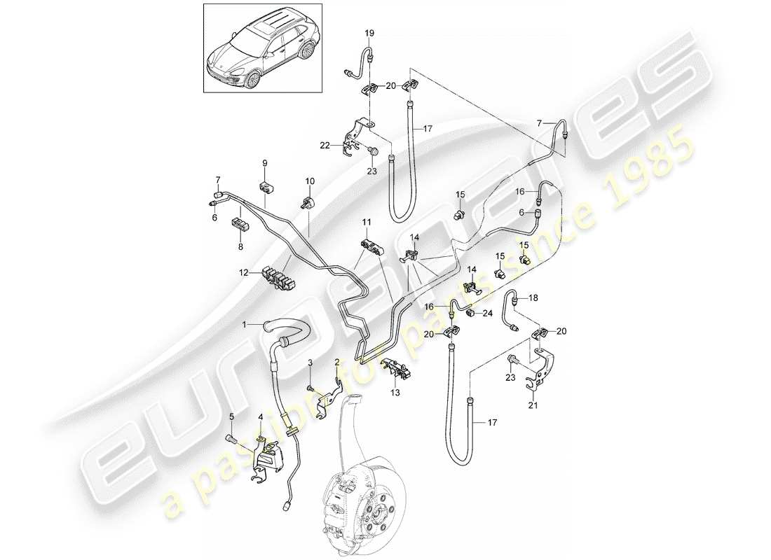 Porsche Cayenne E2 (2012) brake line Part Diagram
