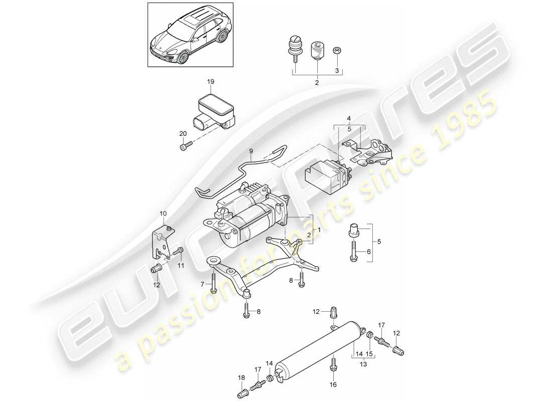 Porsche Cayenne E2 (2012) self levelling system Part Diagram