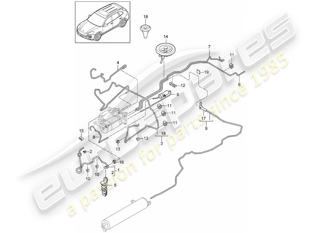 Porsche Cayenne E2 (2012) self levelling system Part Diagram